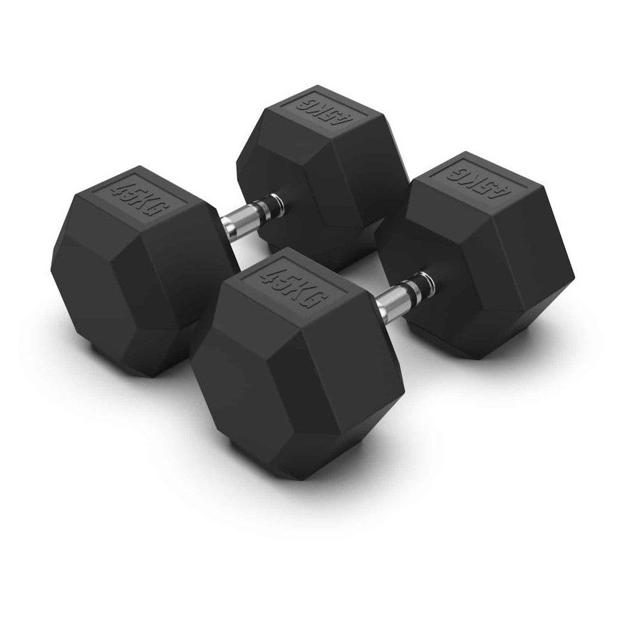 Torque Dumbbell, Rubber Hexagon - 45 Kg