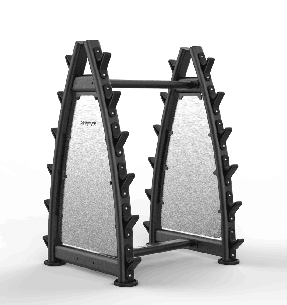 HyperFX 10 or12 Bar Double Sided Fixed Barbell Rack - Black
