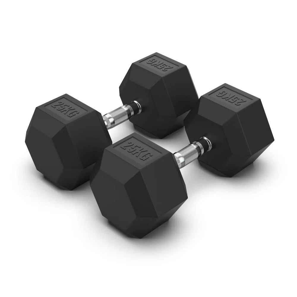 Torque Dumbbell, Rubber Hexagon - 25 Kg