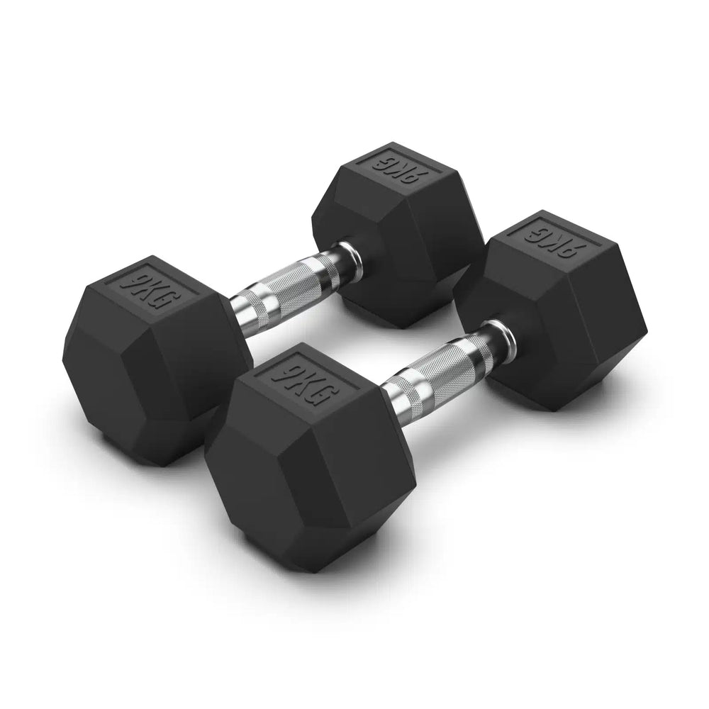 Torque Dumbbell, Rubber Hexagon - 9 Kg