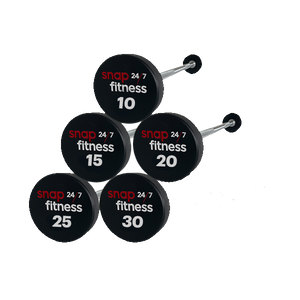 Snap Fitness 10Kg to 30Kg straight barbells - White Logo