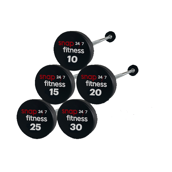 Snap Fitness 10Kg to 30Kg straight barbells - White Logo