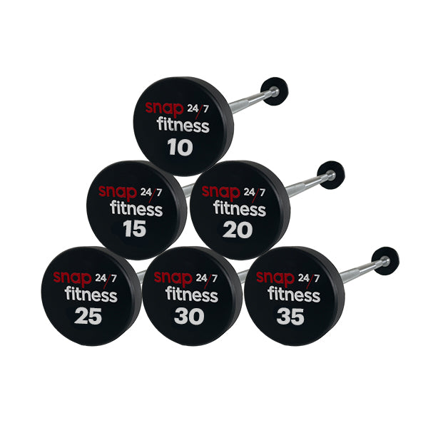 Snap Fitness 10Kg to 35Kg straight barbells - White Logo