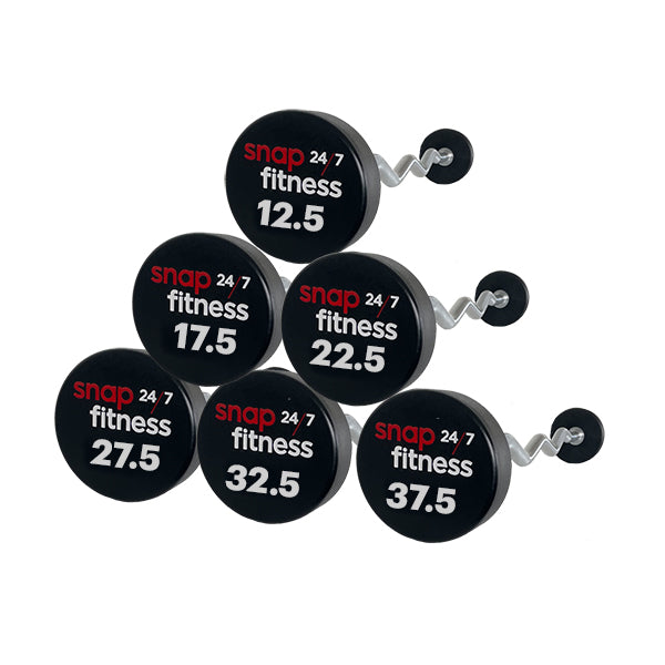 Snap Fitness 12.5Kg to 37.5Kg EZ barbells - White Logo