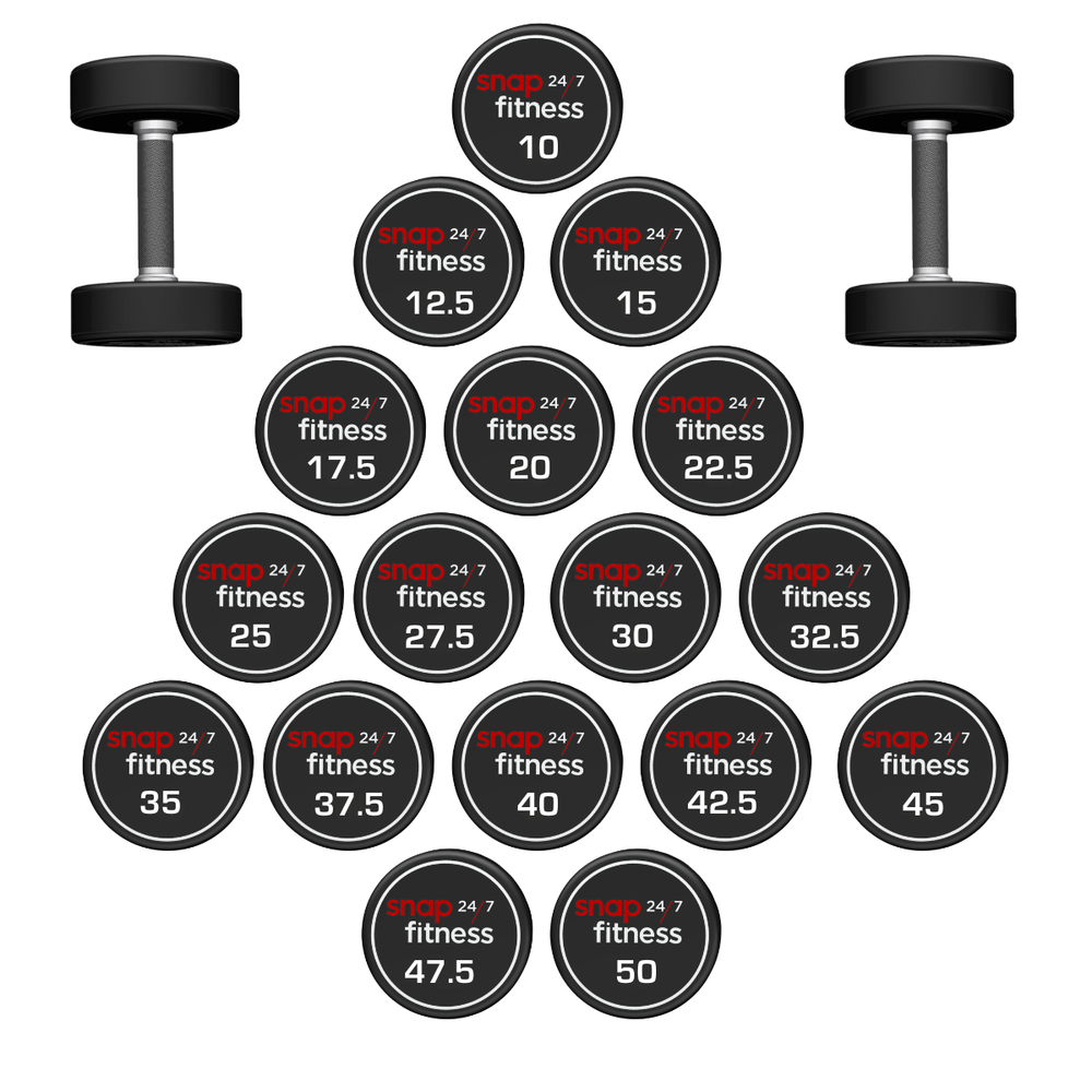 Snap CPU Urethane Dumbbell Set 20 Pairs Doubles 12.5,15,17.5