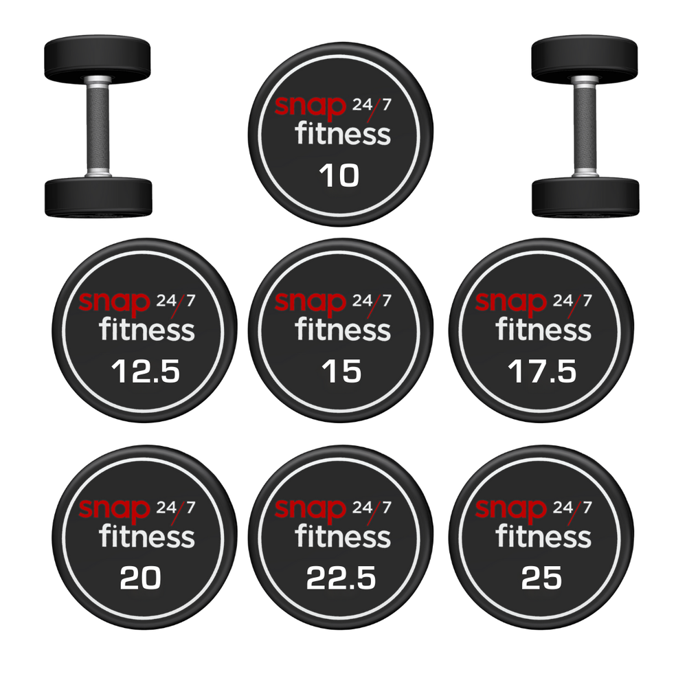 Snap CPU Urethane Dumbbell Set 10-25kg dble 12.5,15,17.5 10p