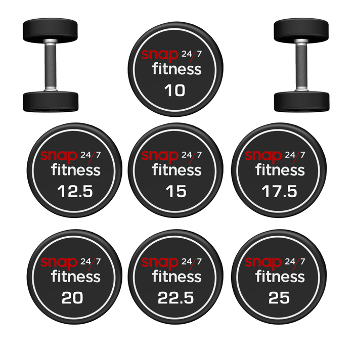Snap CPU Urethane Dumbbell Set 10-25kg dble 12.5,15,17.5 10p