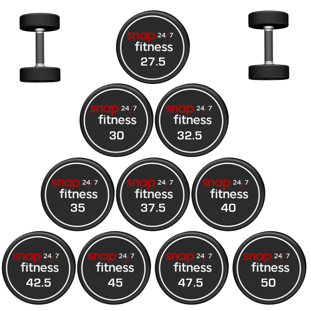 Snap CPU Urethane Dumbbell Set 27.5kg-50kg (10 pairs - 1ea)