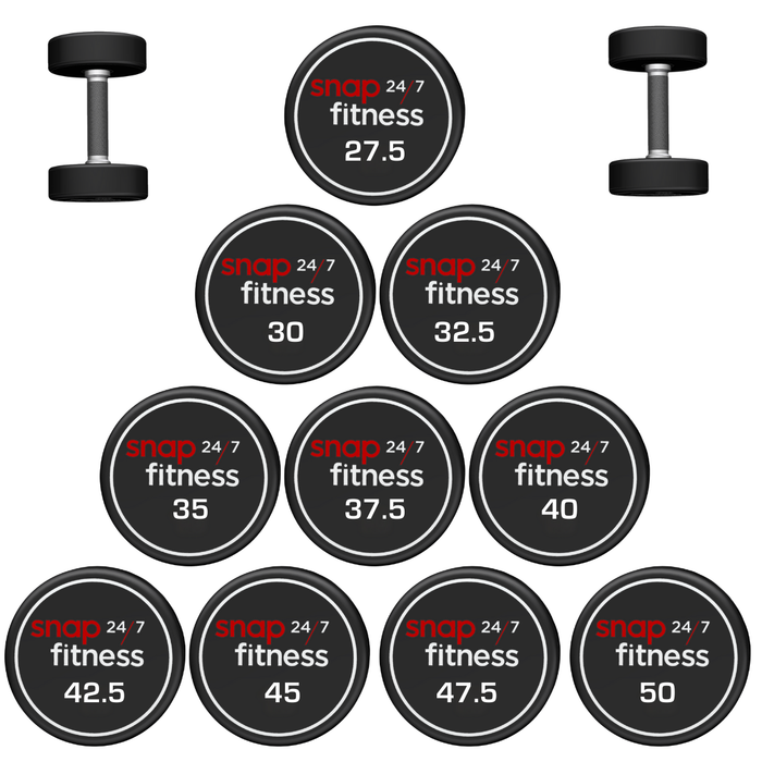 Snap CPU Urethane Dumbbell Set 27.5kg-50kg (10 pairs - 1ea)