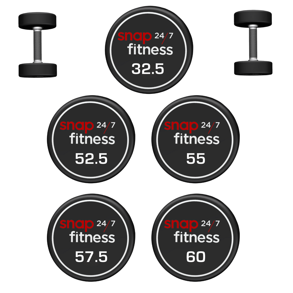 Snap CPU Urethane Dumbbell Set 32.5kg, 52.5kg-60kg (5 Pairs)