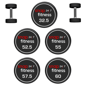 Snap CPU Urethane Dumbbell Set 32.5kg, 52.5kg-60kg (5 Pairs)