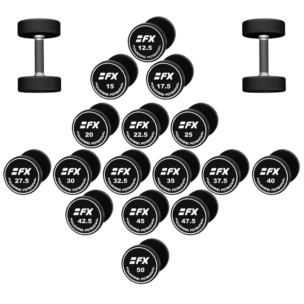 HyperFX 12.5 to 50Kg Dumbells - Dbl 12.5, 15, 17.5, 20 - Blk