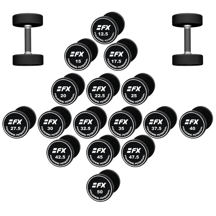 HyperFX 12.5 to 50Kg Dumbells - Dbl 12.5, 15, 17.5, 20 - Blk
