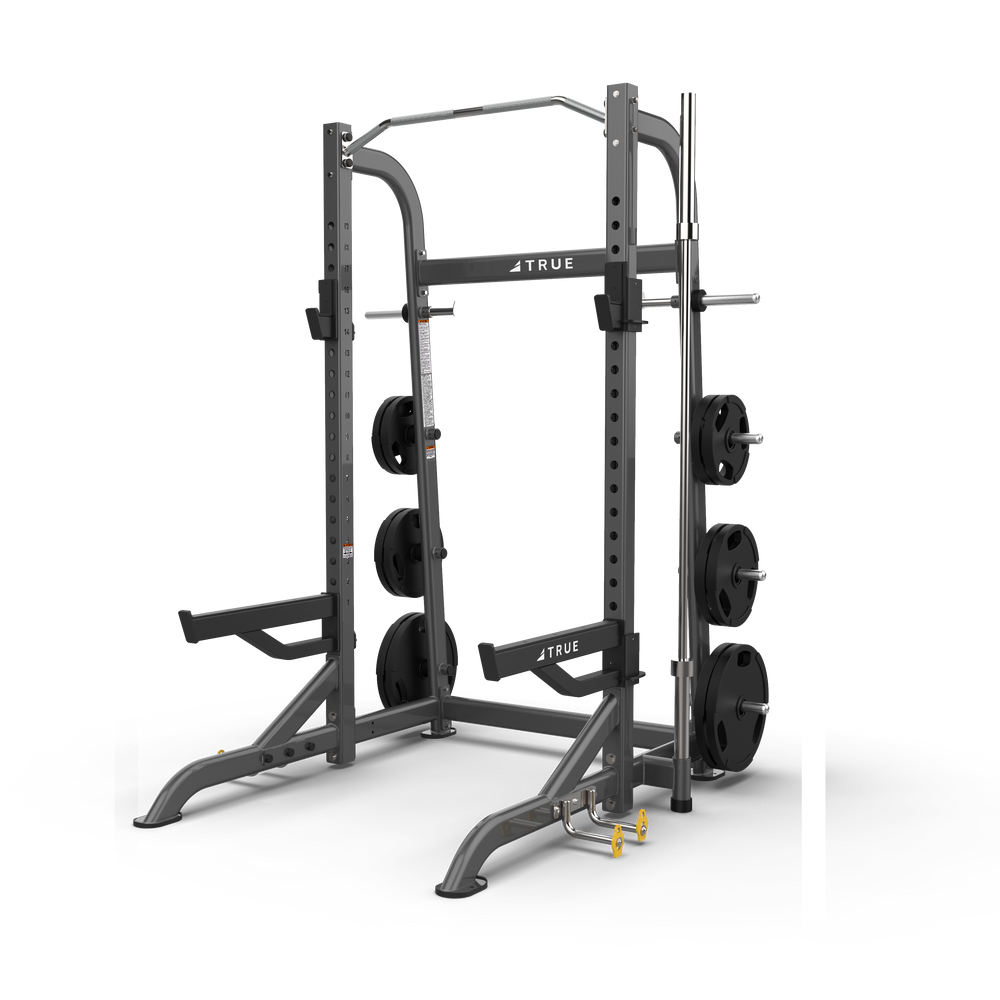 True Fitness XFW Half Rack with plate holders Charcoal