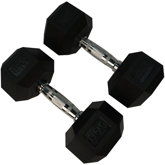 Torque Dumbbell, Rubber Hexagon - 100 Lb/45.4 Kg